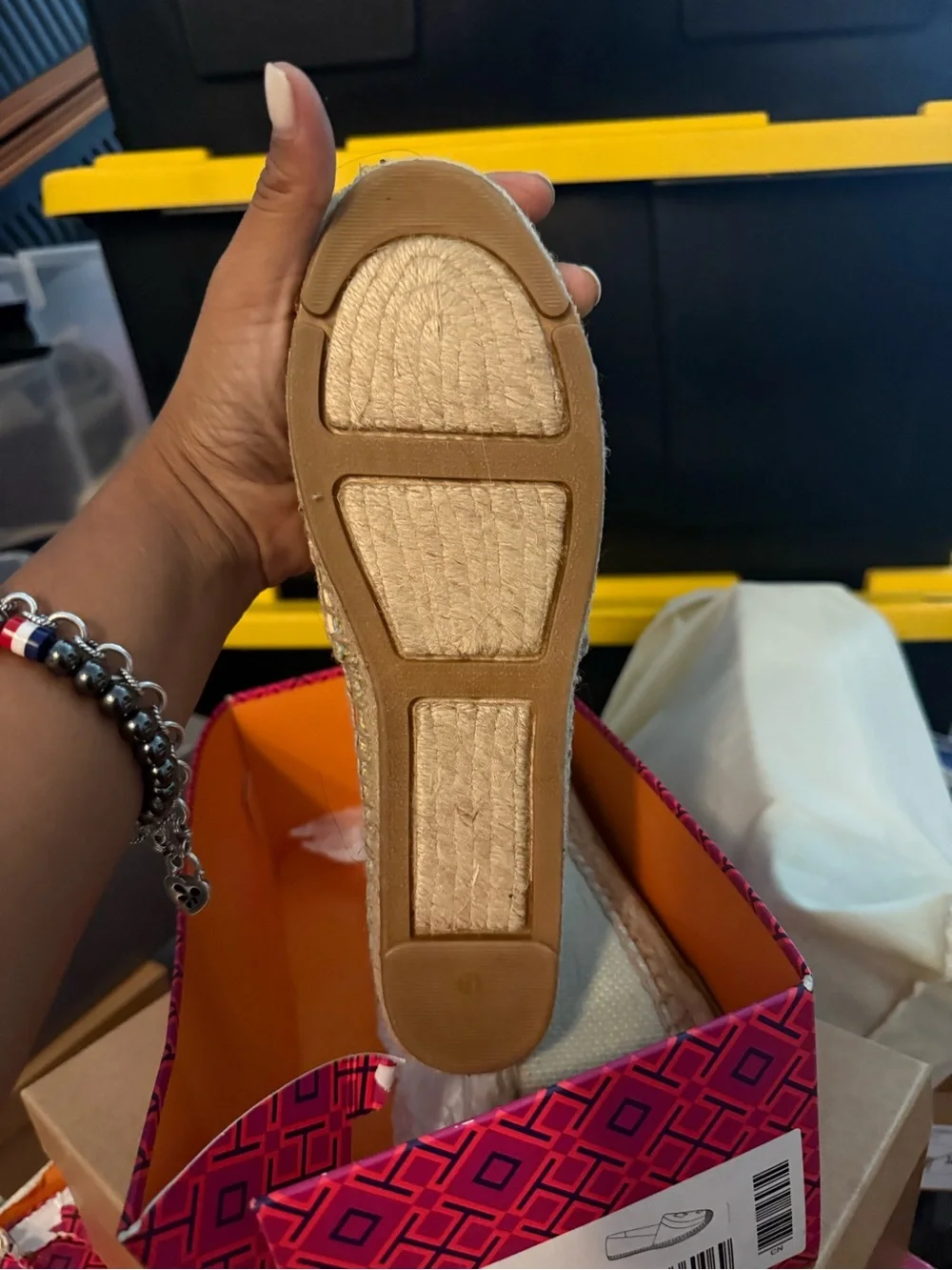 Tory Burch Ivory Canvas Espadrille Flats with Tan Jute Sole